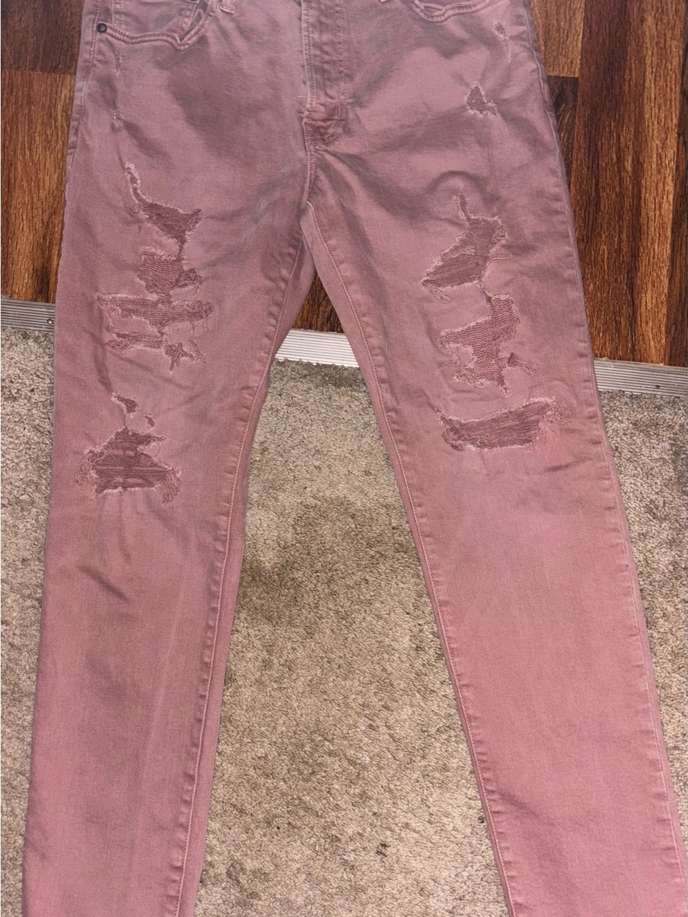 American Eagle Outfitters Mauve Pink Distressed Skinny Jeans